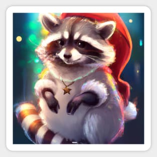 Cute Raccoon Drawing Sticker